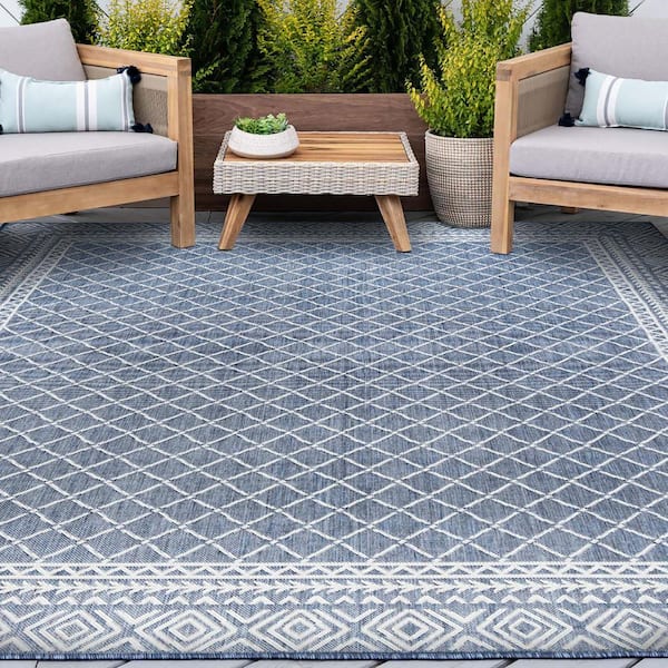 Eco Diamond Blue 9 ft. x 12 ft. Indoor/Outdoor Area Rug