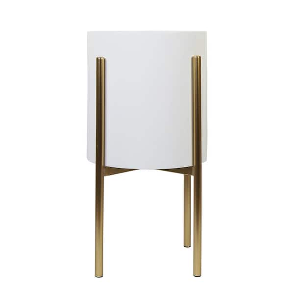 Stratton Home Decor White and Gold Metal Plant Stand