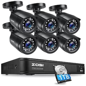 H.265 Plus 8-Channel 5MP-LITE DVR 1TB Hard Drive Security Camera System with 6-Wired 1080P Bullet Cameras