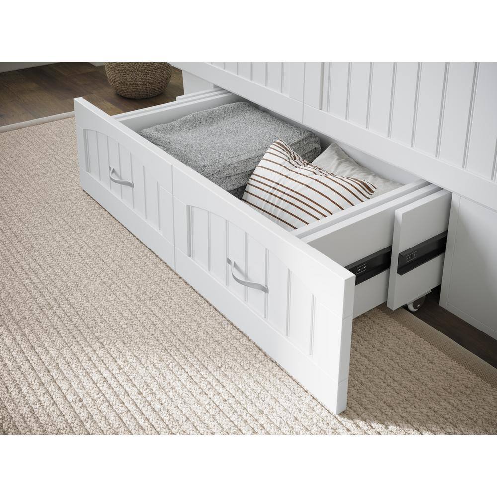 Nantucket White Full Murphy Bed Chest with Storage Drawer