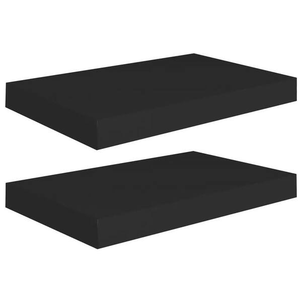 Cubilan 9.1 in. x 15.7 in. x 1.5 in. 2-Piece Black MDF Floating Decorative Wall Shelves