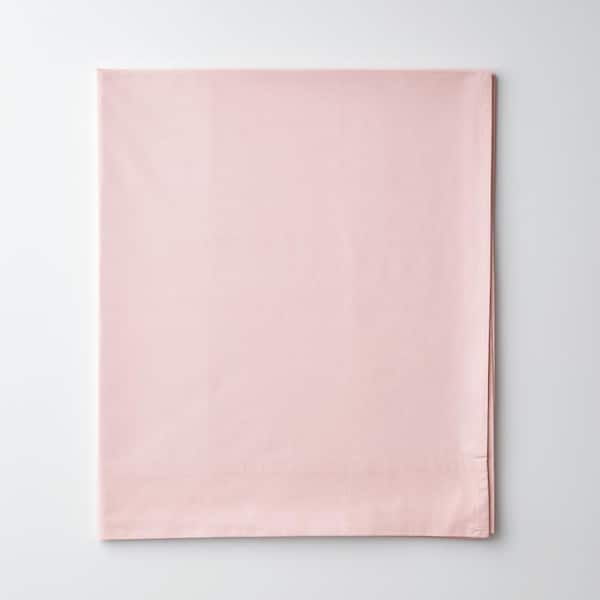 The Company Store Company Cotton Shell Solid 300-Thread Count Cotton Percale Oversized Queen Deep Pocket Flat Sheet