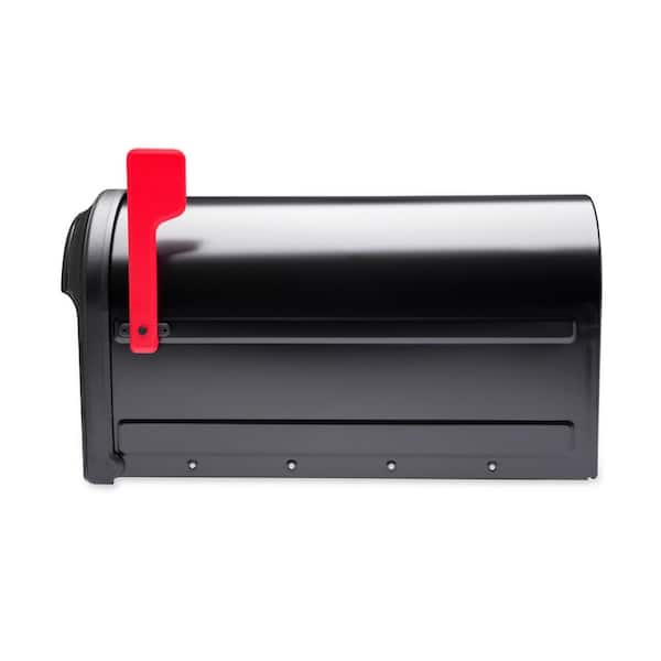 Barrington Post Mount Mailbox Black with Red Flag Barrington Post Mount Mailbox Black with Red Flag