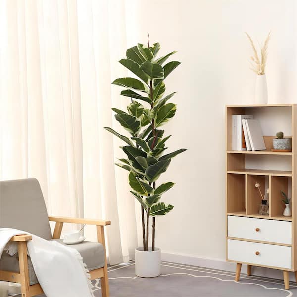 Pure Garden 80-Inch Potted Ficus Artificial Tree for Office or Home Decor