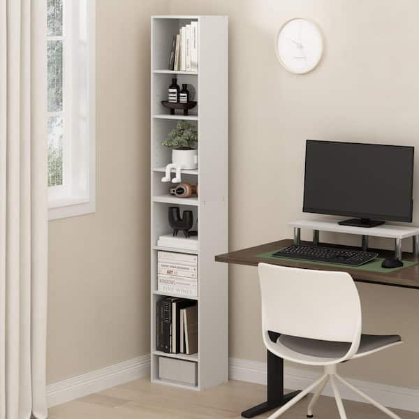 Pasir 70.9 in. Tall White Wood 8-Shelf Open Shelf Bookcase
