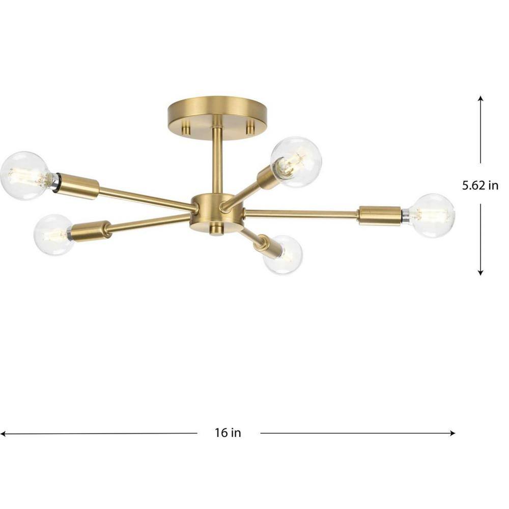 Brushed Bronze 5-Light Semi-Flush Mount Ceiling Fixture