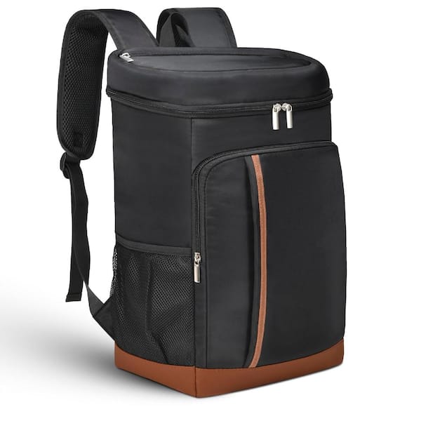 Black Two Compartments Insulated Cooler Picnic Backpack, 35 Cans Waterproof Cooler Bag