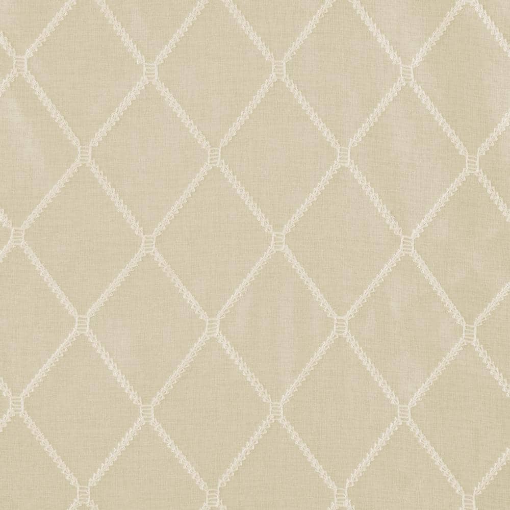 Ivory Sheer Embroidered Waterfall Valance with Tassels