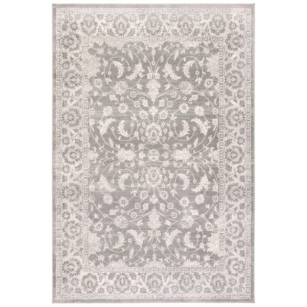 SAFAVIEH Brentwood Cream/Gray 6 ft. x 9 ft. Floral Border Area Rug