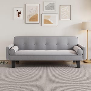 72. in. Wide Light Gray Linen Modern Twin Size Sofa bed