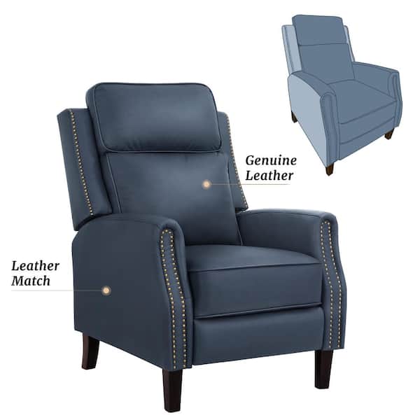 OrangeOne Valkyrie Navy Genuine Leather Recliner Chair Arm Chair