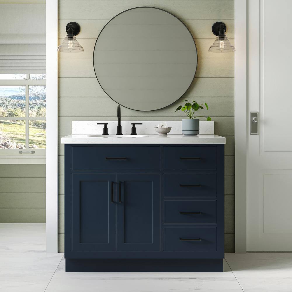 Midnight Blue 42" Freestanding Single Basin Vanity Set with Hardwood Plywood