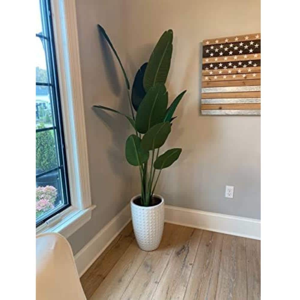 60 in Green Silk Bird of Paradise Floor Plant in Black Pot