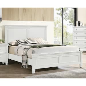 New Classic Furniture Tamarack White Wood Frame Queen Panel Bed
