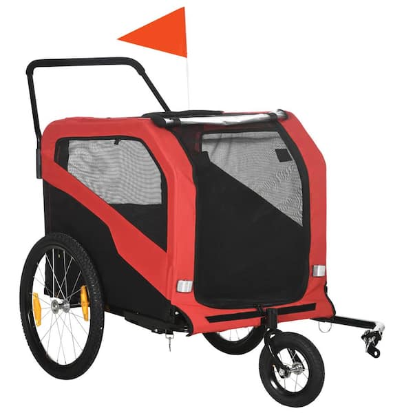 PawHut 2-in-1 Dog Bike Trailer Pet Stroller Carrier for Large Dogs, Pet Bicycle  Cart Wagon Cargo for Travel, Red D00-168V00RD - The Home Depot
