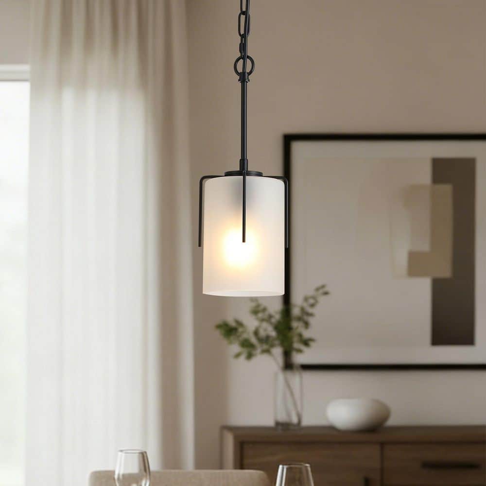Phira 1 Light Black Linear with Frosted Glass Shades Chandelier for Dining Room Hallway Entryway with No Bulbs Included price history on PriceWatchPro