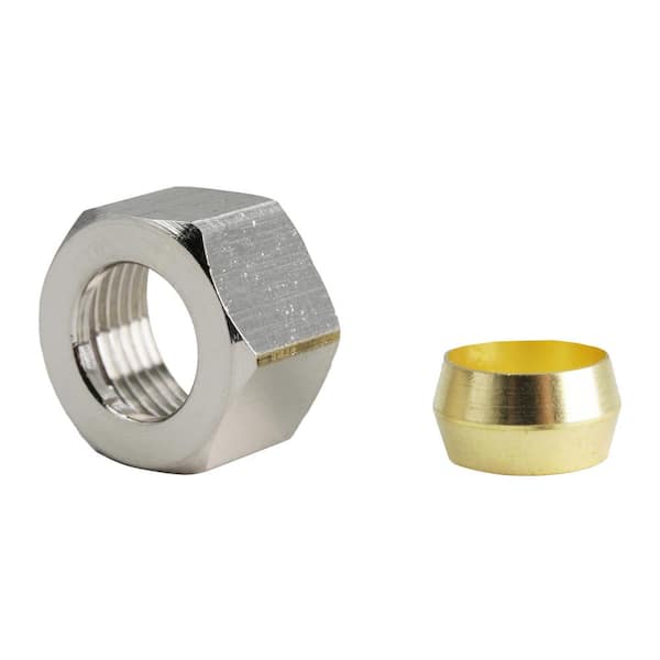 Everbilt 3/8 in. Chrome-Plated Brass Compression Nuts and Brass Sleeve  Fittings (2-Pack) 800999 - The Home Depot