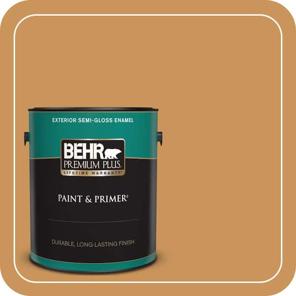 BEHR PREMIUM PLUS 1 gal. #M250-5 Burnt Pumpkin Semi-Gloss Enamel Exterior Paint & Primer