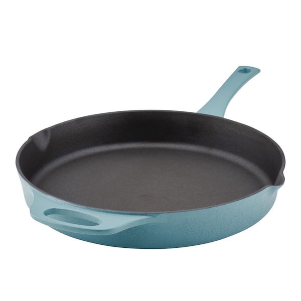 Rachael Ray Nitro Cast Iron 12 in. Cast Iron Skillet in Agave Blue