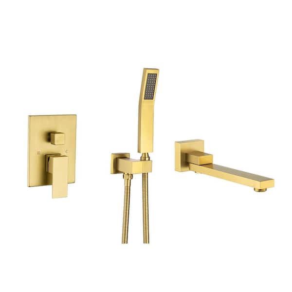 Lukvuzo Single Handle 1-Spray Tub and Shower Faucet GPM in. Golden Finish Valve Included