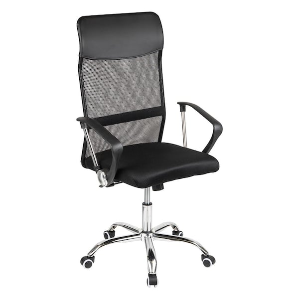 Mind Reader Swivel Mesh Office Chair with Headrest, Height Adjustable, Desk Chair in Black 25.5 in. L x 21 in. W x 42.5-47 in. H