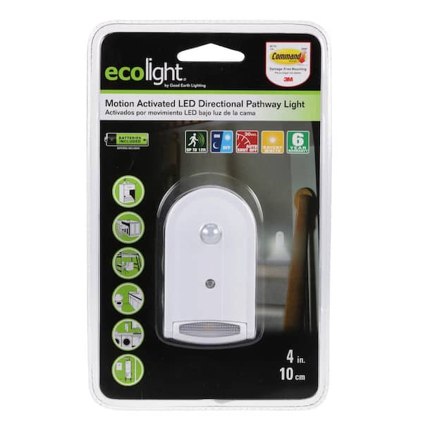 ECOLIGHT 0.4-Watt 20 Lumens Battery Operated Integrated LED Motion Activated  Indoor Path Night Light BO1101WHG04LF1E - The Home Depot