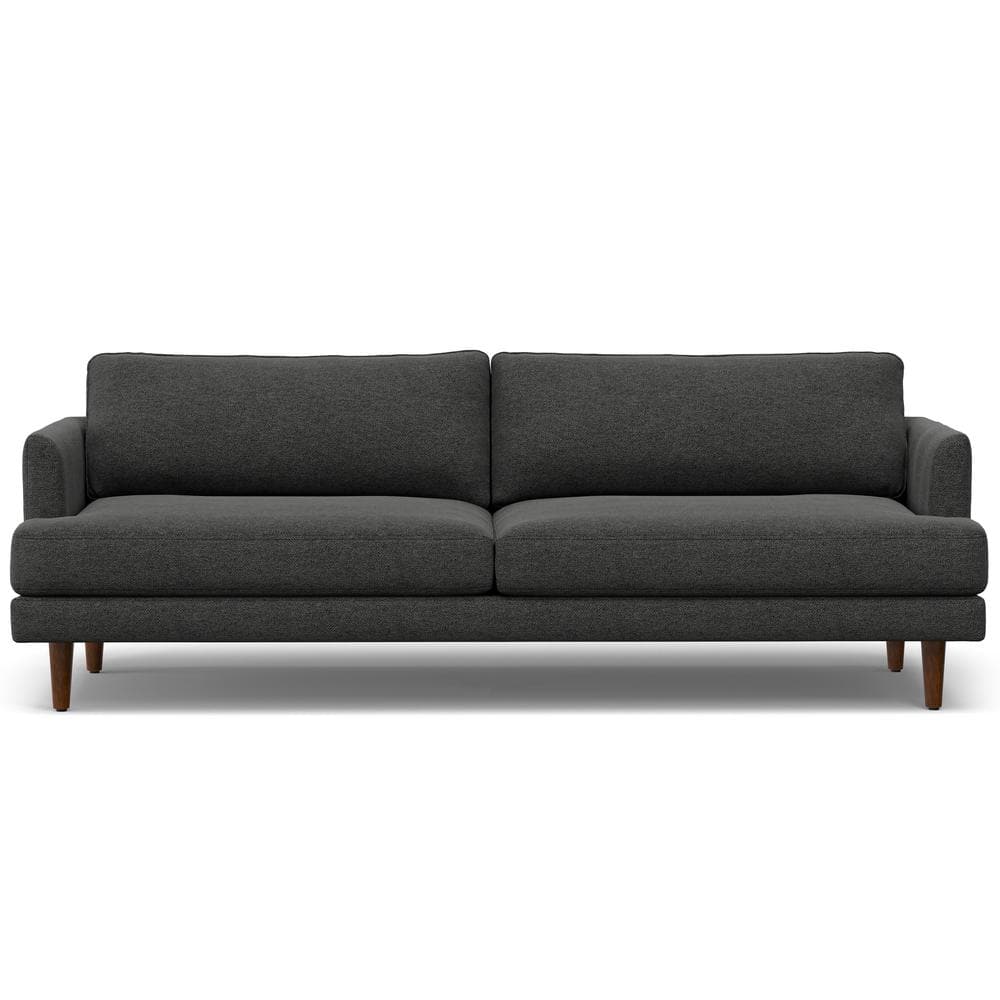 Charcoal Grey 90-Inch Fabric Lawson Sofa with Wood Legs