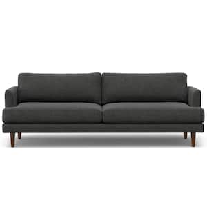 Livingston 90 in. Straight Arm Woven-Blend Fabric Rectangle Mid-Century Modern Wide Sofa in. Charcoal Grey