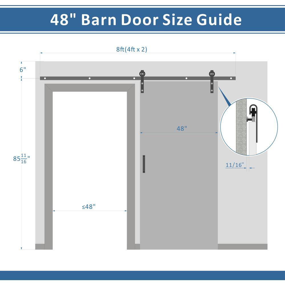 White Frosted Glass 48''x84'' Sliding Barn Door