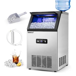 14 in. 88 lb. Built-In Ice Maker in Stainless Steel Flip-up Door 2 Water Inlet Modes with Scoop & Water Filter Blue LEDs