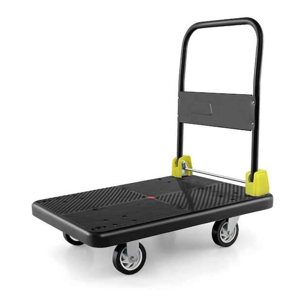 Miscool Anky 330 lbs. Capacity Platform Cart Heavy-Duty Dolly Folding Foldable Moving Warehouse Push Hand Truck in Black