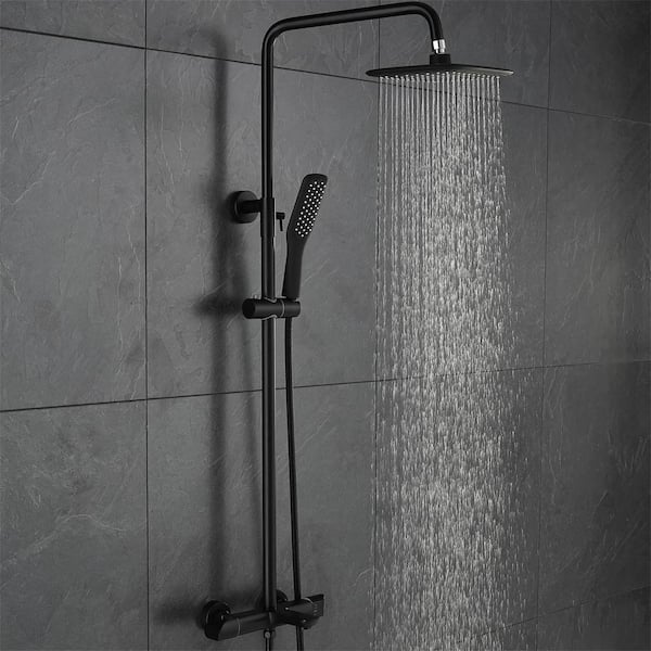 Exposed Shower System with 8 inch Rainfall Shower Head 3 Function Bathroom  Shower Faucet Set Wall Mounted Copper Shower Fixture with Handheld Shower