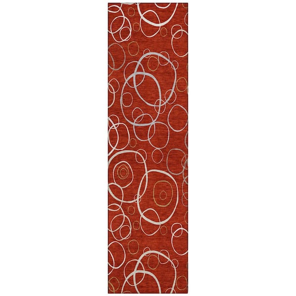 Chantille Machine Washable Indoor/Outdoor Abstract ACN2408 Red 2 ft. x 7 ft. Runner Rug