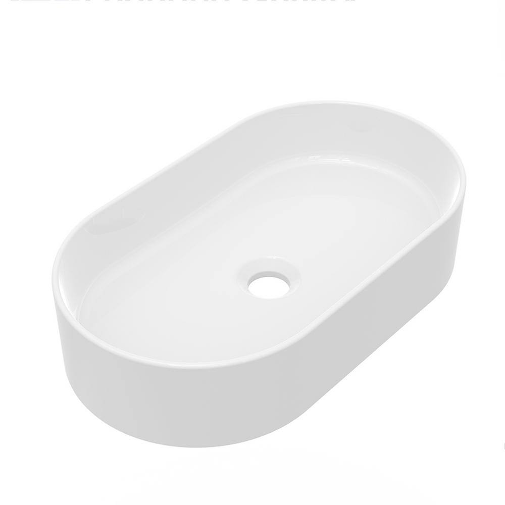 yulika Oval Sink 12 in. Bathroom Sink Ceramic Vessel Sink Bathroom Sink ...