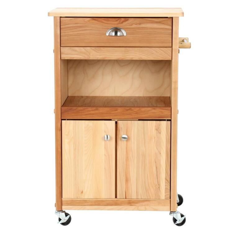 Catskill Craftsmen Natural Wood Kitchen Cart with Storage Home Depot