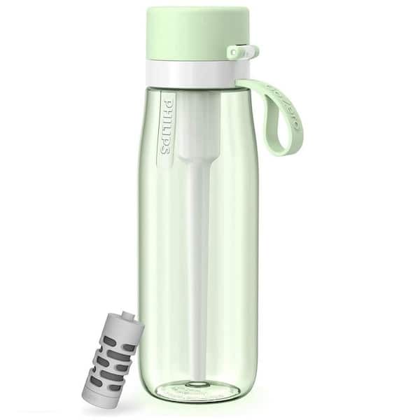 Lukvuzo 22 oz. Filtered Water Bottle Purify Tap Water Into Healthy Drinking Tasting Water in Green