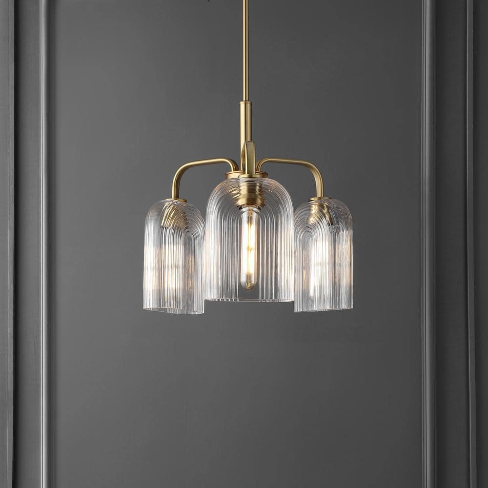 Romeyn 21" Gold Glass 3-Light LED Pendant