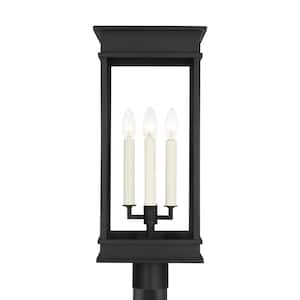 Cupertino 4-Light Textured Black Steel Hardwired Outdoor Weather Resistant Post Light Lantern with No Bulbs Included