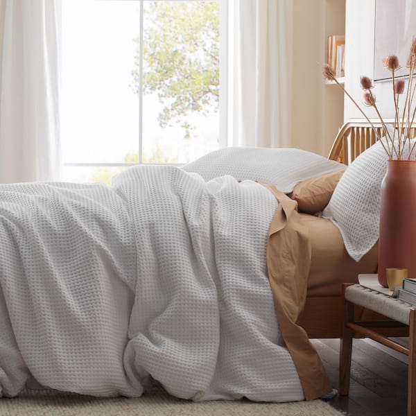 Company Cotton Waffle Collection White King Cotton Duvet Cover