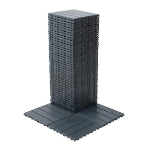 12 in. x 12 in. Dark Gray 44-Pack Plastic Interlocking Deck Tiles Square Waterproof for Poolside Balcony Backyard