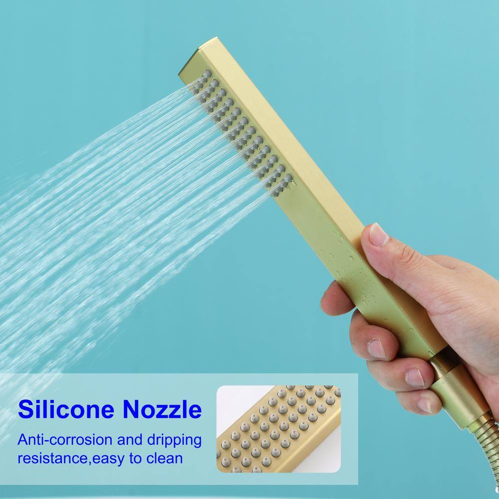 Brushed Gold Stainless Steel Freestanding Tub Faucet with Hand Shower