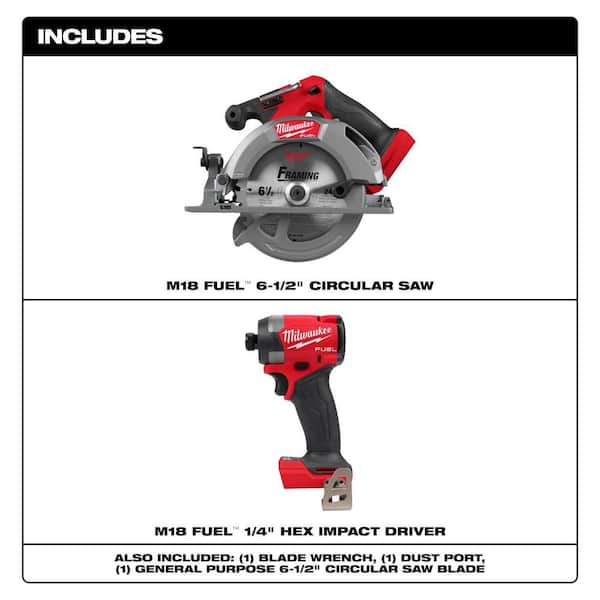 M18 FUEL 18V Lithium-Ion Brushless Cordless 6-1/2 in. Circular Saw w/ Impact Driver