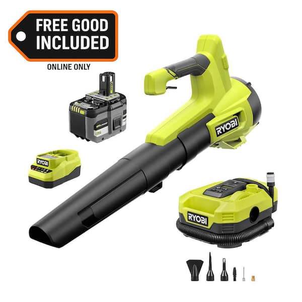 Pcl Inflation Cart RYOBI ONE+ 18V 100 MPH 350 CFM Cordless Battery Leaf Blower w/ 6.0 Ah ...