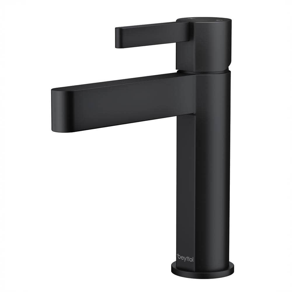 Single-Handle Single Hole Mid Arc Bathroom Faucet with Supply Lines in Spot
