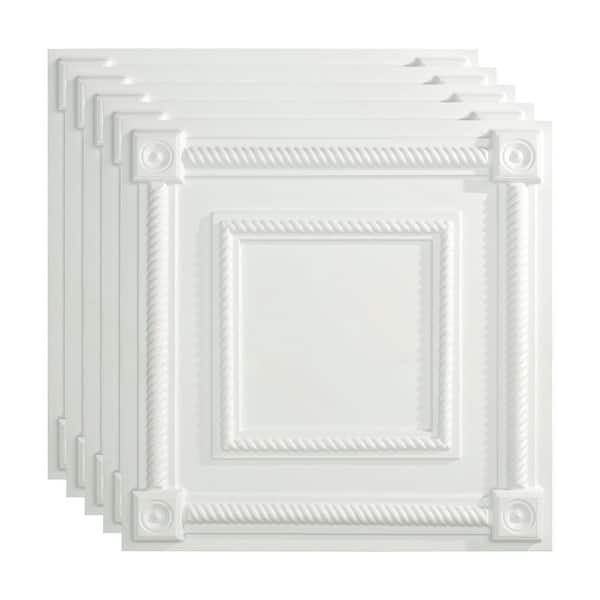 Fasade Coffer 2 ft. x 2 ft. Gloss White Lay-In Vinyl Ceiling Tile ( 20 sq.ft. )