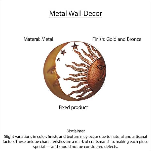 Benjara Celestial Metal Sun Moon Wall Decor BM05395 - The Home Depot
