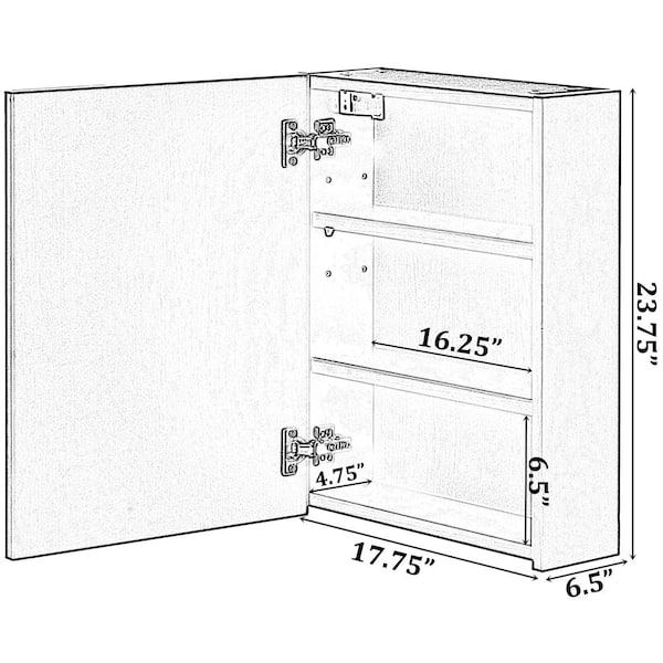 Basicwise Wall Mount Bathroom Storage Cabinet with Single Door | 2  Adjustable Shelves Medicine Organizer Storage Furniture (White)