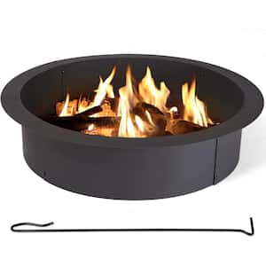 0.1 in. Large Outdoor Campfire Ring Heavy-Duty Thick Steel Metal Rim Liner Rim 39 in. Inner/45 in. Outer