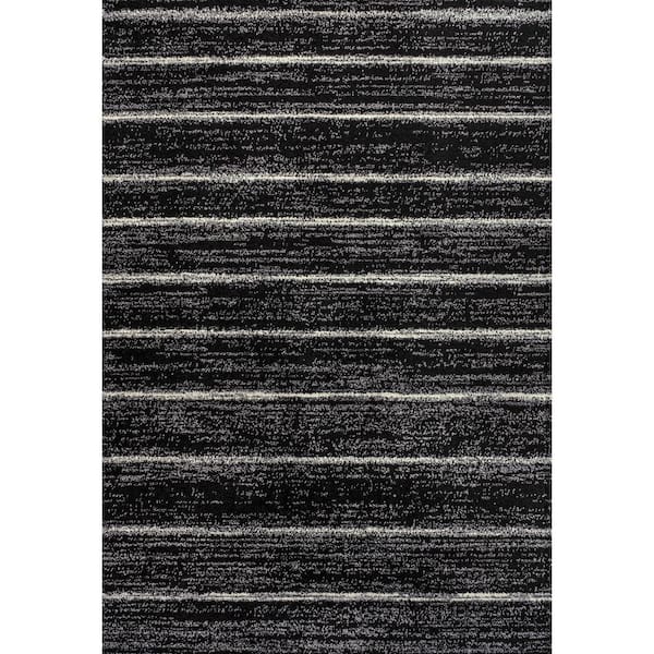 Williamsburg Minimalist Stripe Black/Cream 5 ft. x 8 ft. Area Rug
