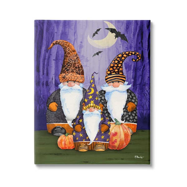 Stupell Industries Three Halloween Gnomes byPaul Brent 1-Piece Unframed Graphic Print Fantasy Poster Art Print 40 in. x 30 in.